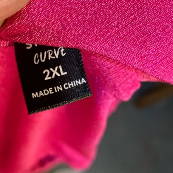 SHEIN S:2XL Hot Pink crop top w/ Wide Leg Pants cord Set with Butterfly Belt EUC - Picture 4 of 9